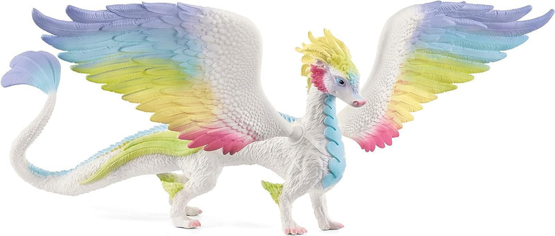 schleich 70728 BAYALA Regenbogendrache, farbenfrohe Drachen Figur mit 30,2 cm Flügelspannweite und b