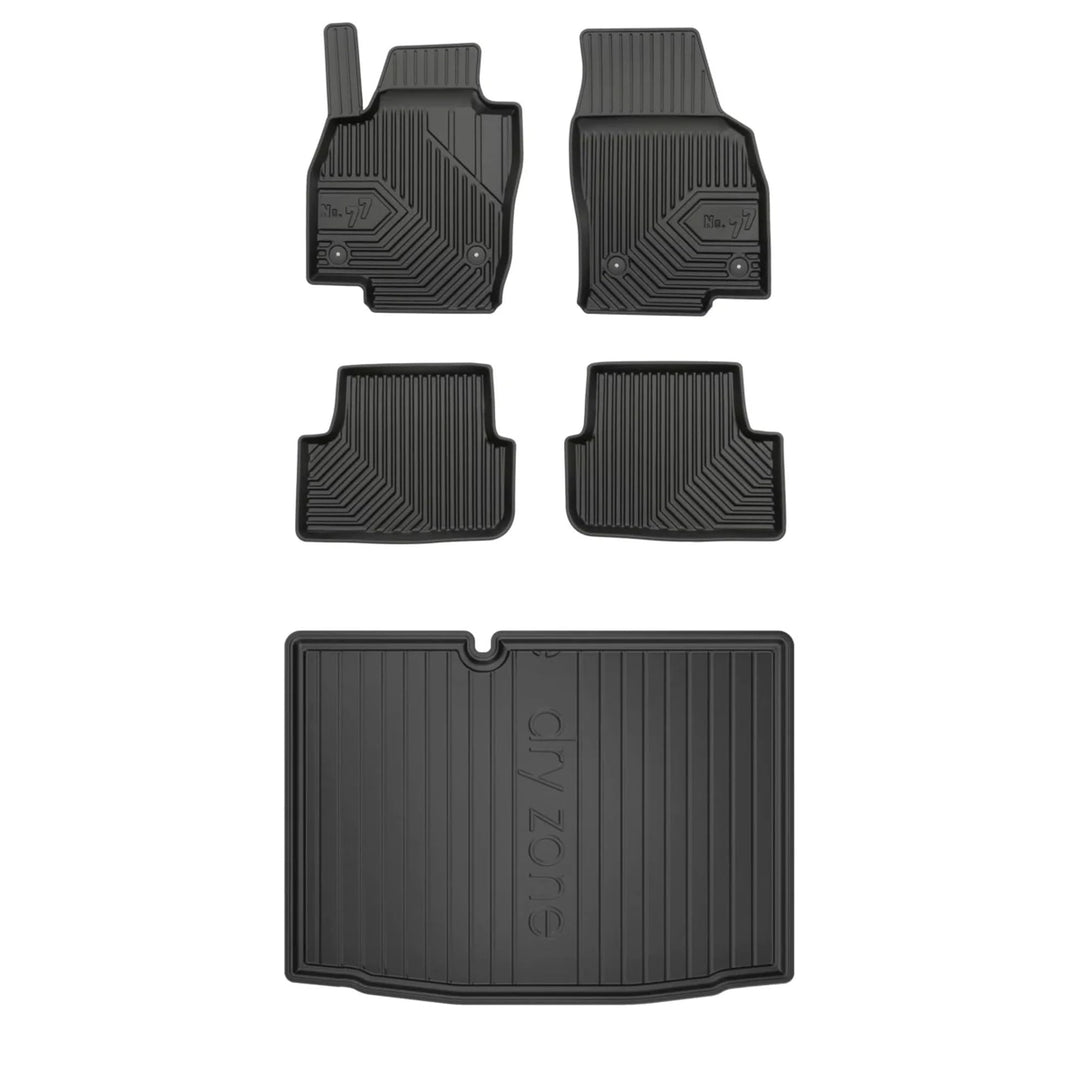 MOTOS Satz Gummifussmatten und Kofferraummatten passend für Skoda Fabia III 2014-2022 Hatchback, ohn