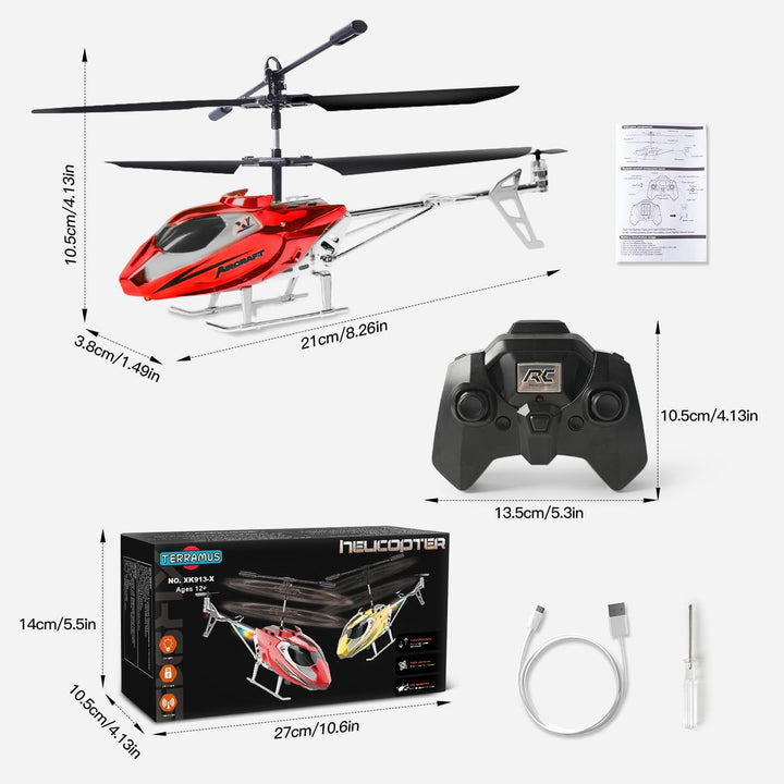 TERRAMUS RC Hubschrauber- 2.4G Ferngesteuerter Hubschrauber Indoor RC Helikopter Spielzeug mit LED-L