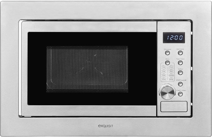 Exquisit Einbaumikrowelle EMW20-DG-020 inox | 800 W Leistung | 1000 W Grill | 8 Autokochprogramme| D