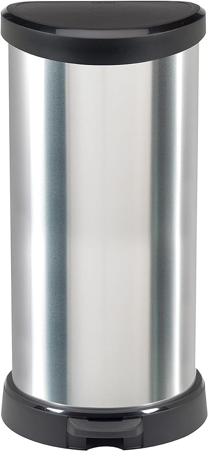Curver 184106 Treteimer, 40 l, Polypropylen, Metalleffekt, 30 x 34,9 x 69,7 cm