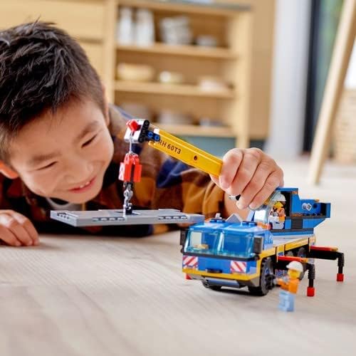 LEGO 60324 City Geländekran, Kran- und LKW-Spielzeug mit Haken, baubares Fahrzeug-Spielzeug für Jung