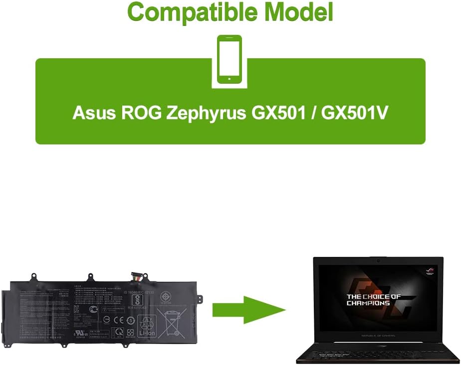 SwarKing Ersatz Akku Kompatibel mit C41N1712 Asus ROG Zephyrus GX501 GX501V GX501VS-GZ036T GX501GI-E