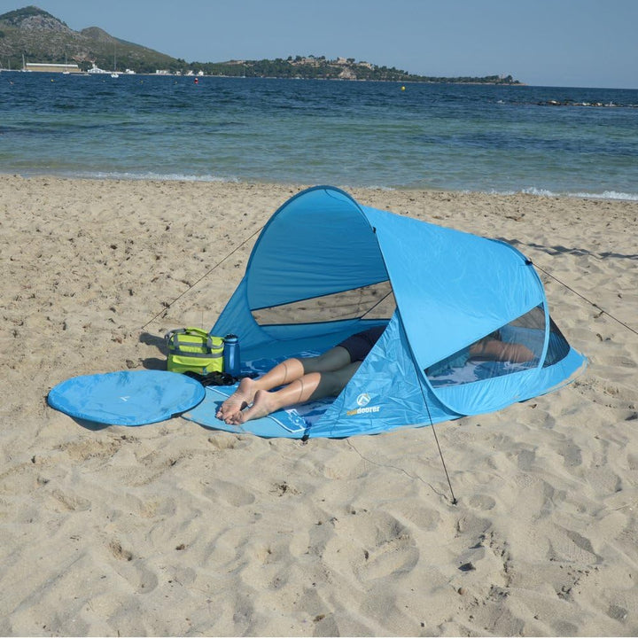 outdoorer Pop up Strandmuschel Zack II - Wurf-Strandmuschel mit UV-Schutz 60, Sonnenschutz und Winds