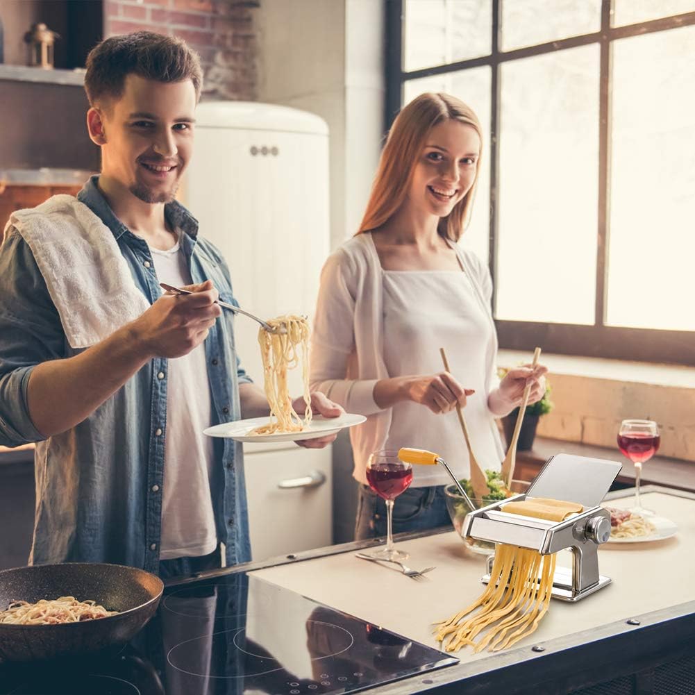 Nudelmaschine Manuell, Pastamaschine Pasta Maker Bandnudeln Maschine Nudelwalze Edelstahl Pasta Walz