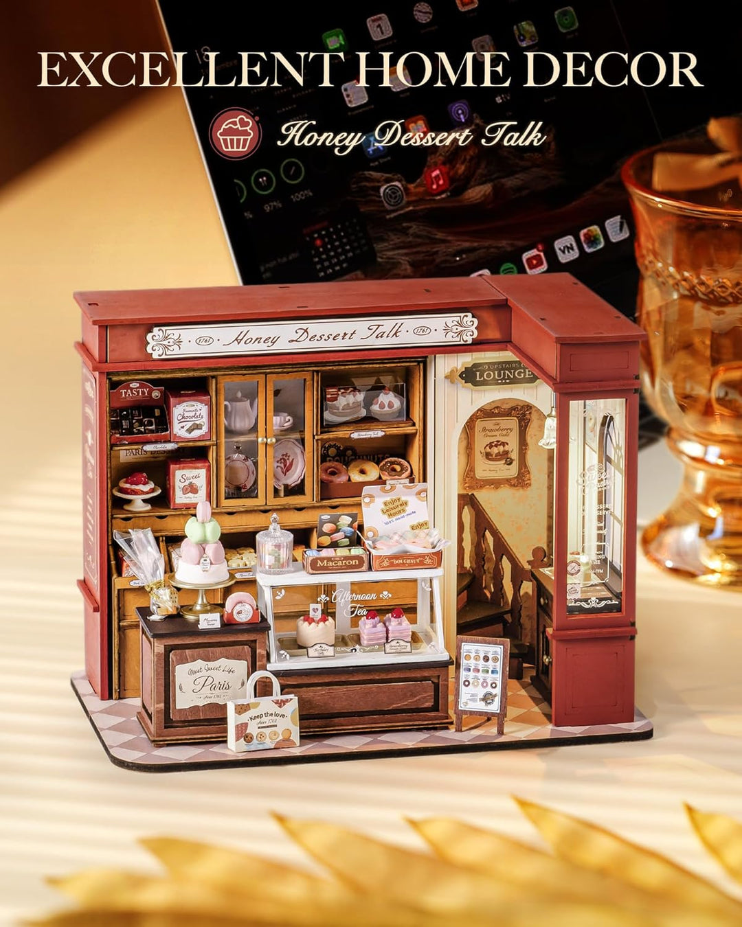 Rolife DIY Miniatur Haus Kit für Erwachsene Honig Dessert Gespräch Modellbausätze Miniaturpuppenhaus