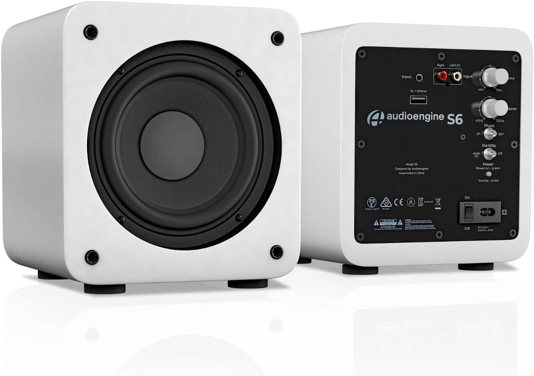 Audioengine S6 Aktiv Subwoofer 15 cm kompakte Grösse, kraftvoller Bass in einem kleinen Paket - 210