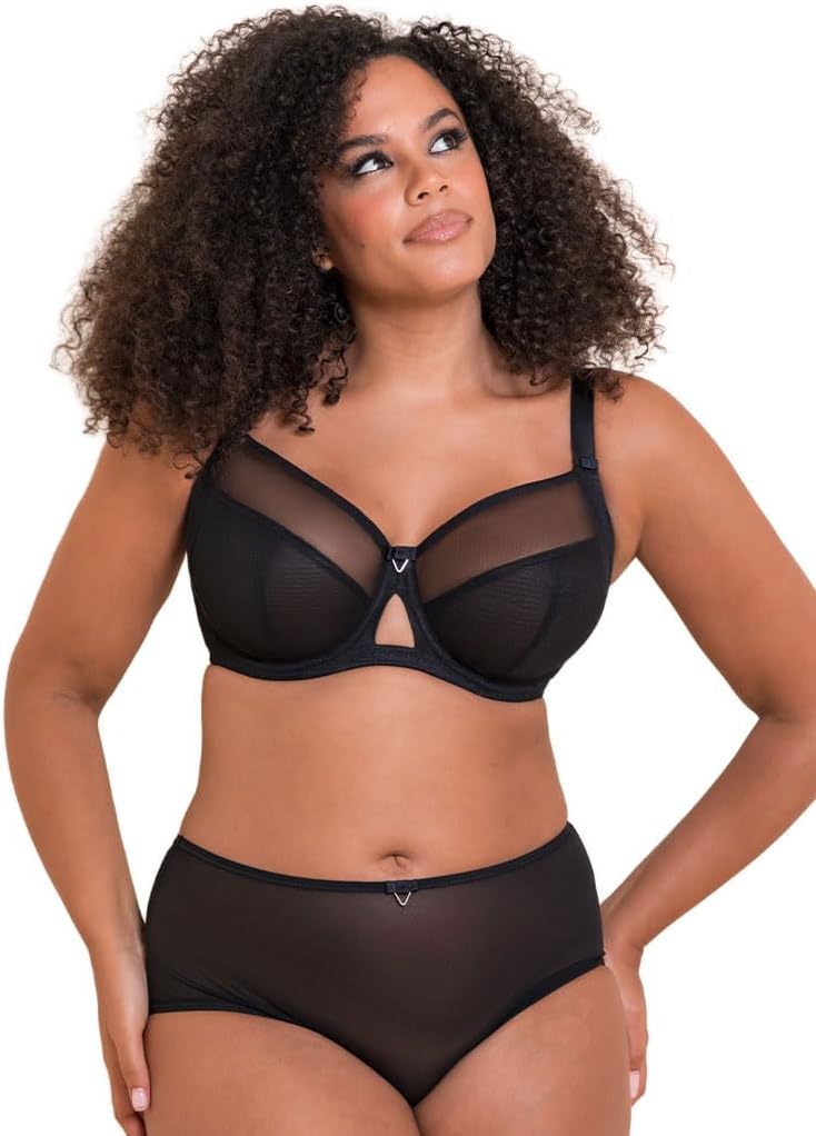 Curvy Kate Damen Victory Balconette BH für den Alltag, Durchsichtig 65E Schwarz, 65E Schwarz