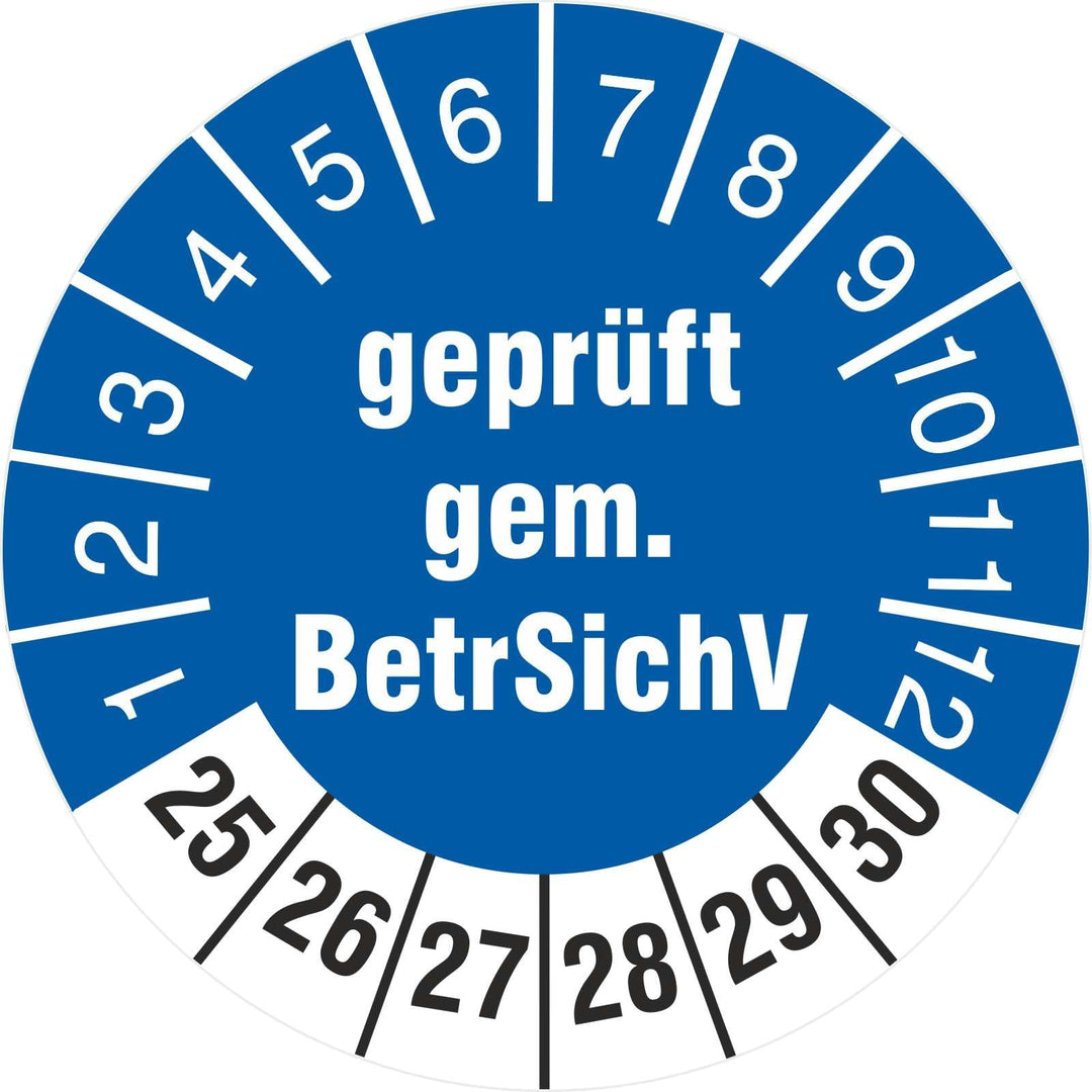 1000 Prüfetiketten 18 mm geprüft gemäss BetrSichV 2025-2030 BGI 694 Prüfplakette 1000 18mm Durchmess