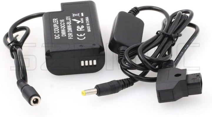 SZRMCC D-tap 2-polig auf DMW-BLJ31 Dummy Akku DMW-DCC16 DC Kupplung für Panasonic Lumix S1 S1M S1R S