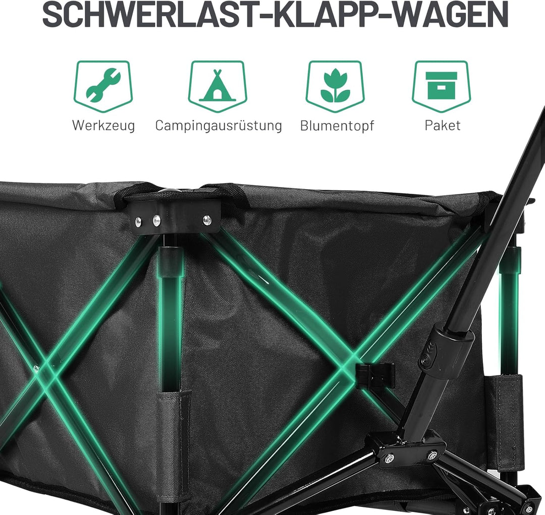 TIMBER RIDGE XXL Bollerwagen Faltbar Transportwagen mit Seitentasche Getränkehalter verstellbarem Gr