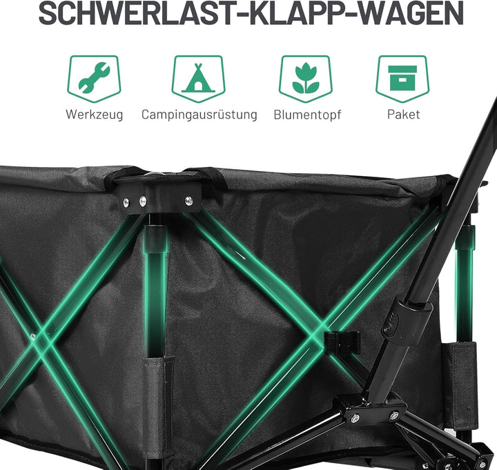 TIMBER RIDGE XXL Bollerwagen Faltbar Transportwagen mit Seitentasche Getränkehalter verstellbarem Gr