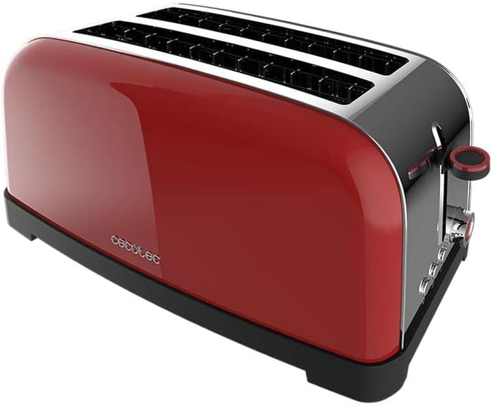 Cecotec Vertikaler Toaster Toastin' time 1500 Red Lite, 1500W Leistung, Kapazität für 4 Toasts, Dopp