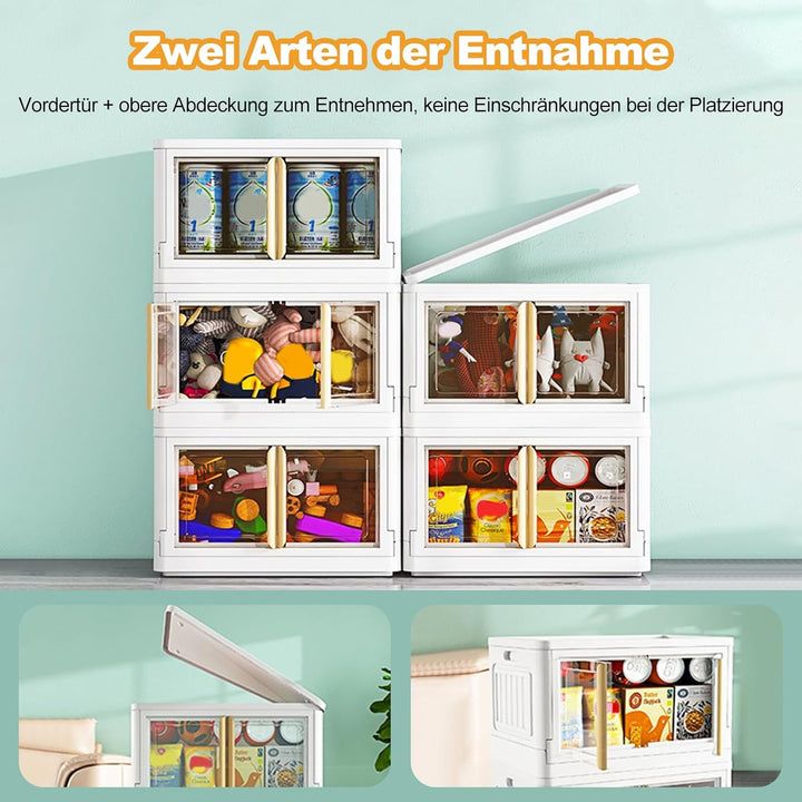 Ergocar Faltbare Kunststoff Aufbewahrungsbox, Stapelbare Aufbewahrungsbox mit Deckel und Rollen, Dop