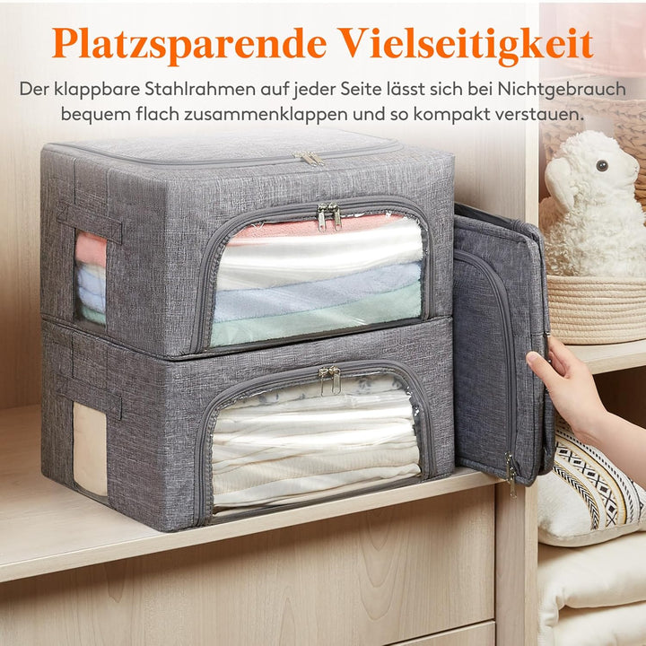 Lifewit 25L Aufbewahrungsbox mit Deckel, Kleidung Aufbewahrung, Faltbare Kleideraufbewahrung mit Met