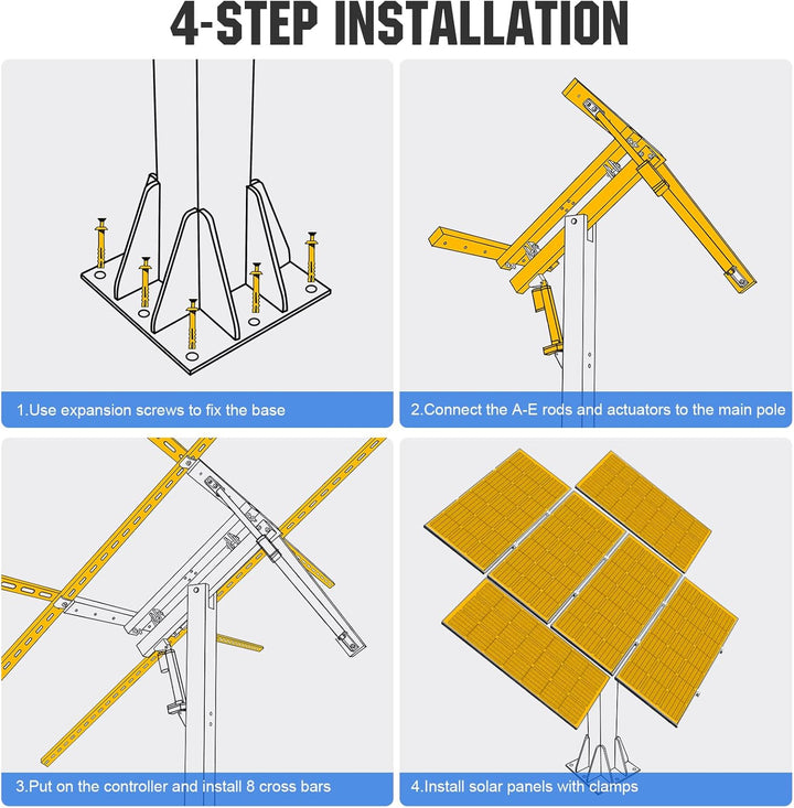 ECO-WORTHY Solarpanel Halterung Zweiachsiges Tracking-System(Steigerung um 40% Leistung) mit Tracker