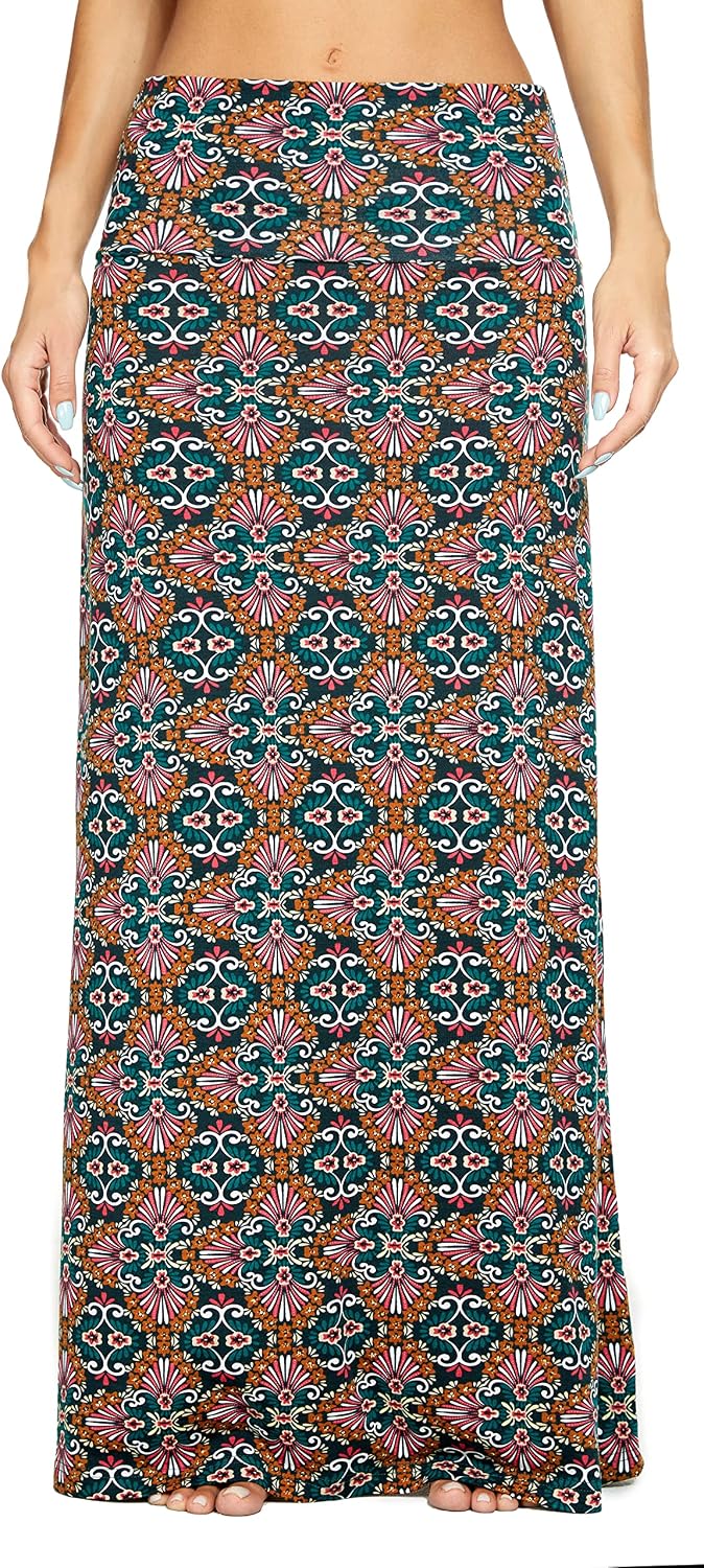 Damen Boho Lang Rock Weicher Dehnbarer Maxirock L 11, L 11