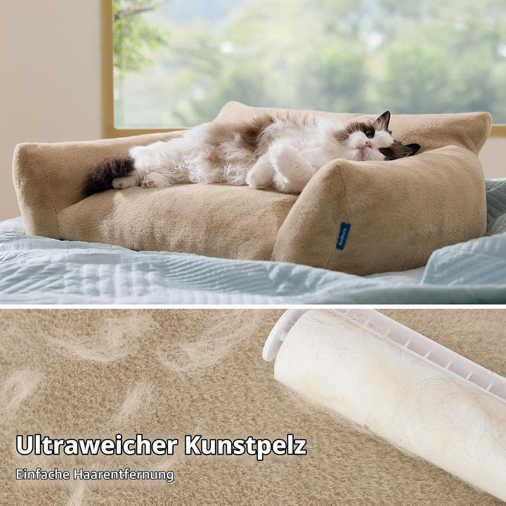 BEDSURE Katzenbett grosse Katzensofa Katzencouch, 61x46x25cm, Kamel | waschbar, für grosse Katzen, a