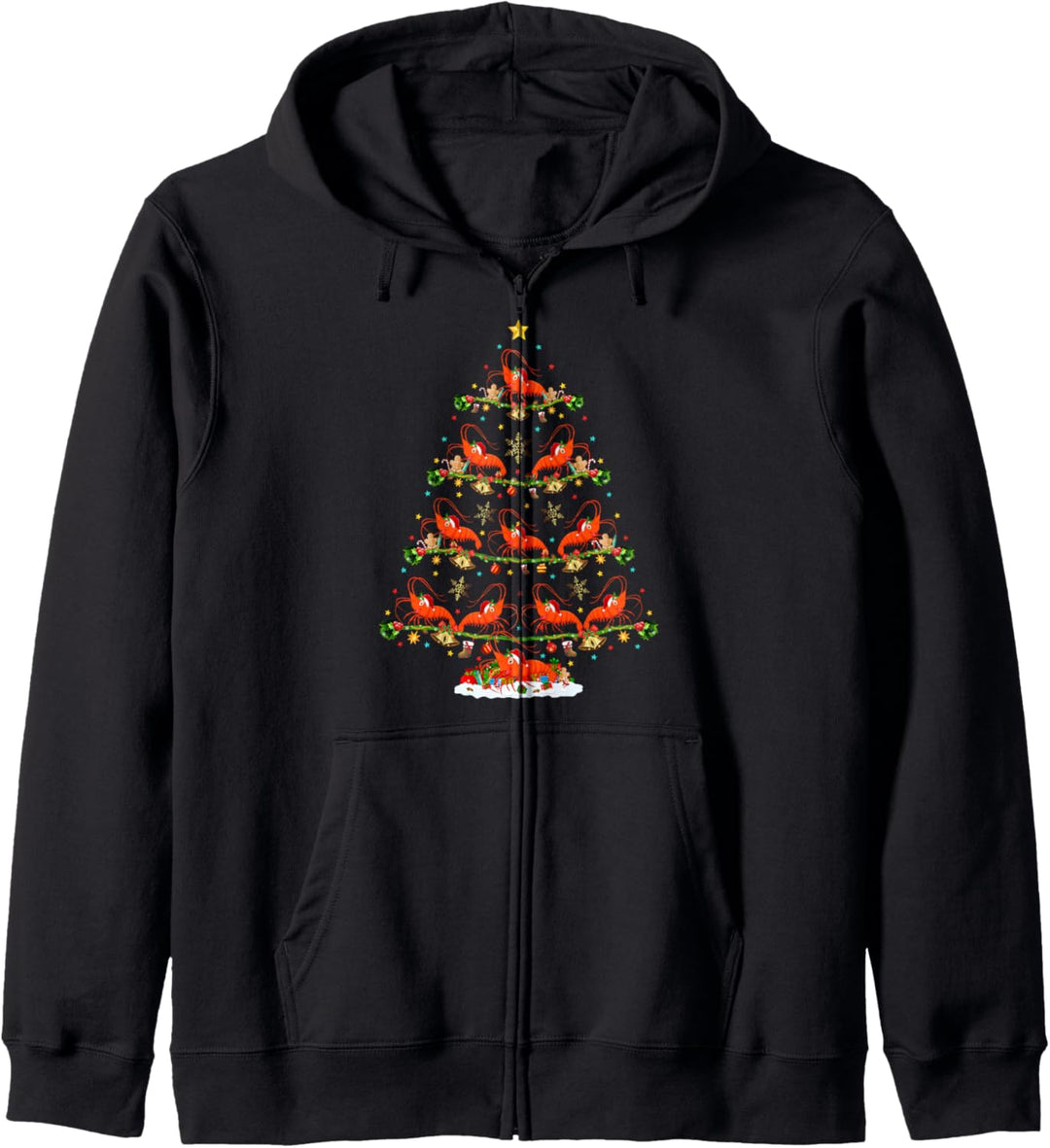 Shrimp Lover Weihnachtsbeleuchtung Santa Shrimp Weihnachtsbaum Kapuzenjacke