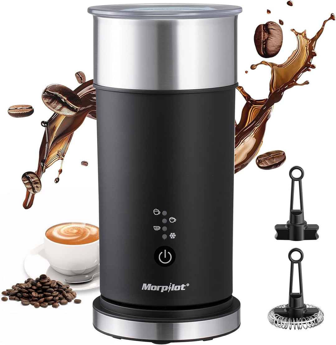 Morpilot Milchaufschäumer Elektrisch 4-in-1, 240ml, 400W für Heissen & Kalten Milchschaum, Edelstahl