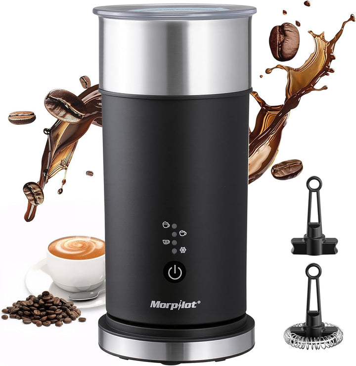 Morpilot Milchaufschäumer Elektrisch 4-in-1, 240ml, 400W für Heissen & Kalten Milchschaum, Edelstahl
