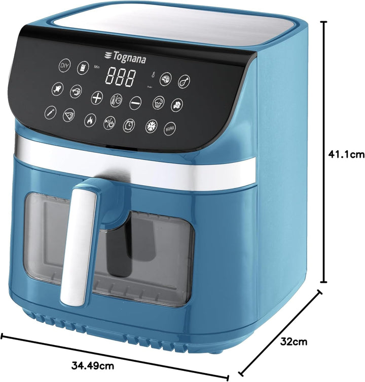 Tognana Iridea 9L Luftfritteuse, Doppelwiderstand, Digitalanzeige, Timer, 80-200°C, Fenster, 2200W,