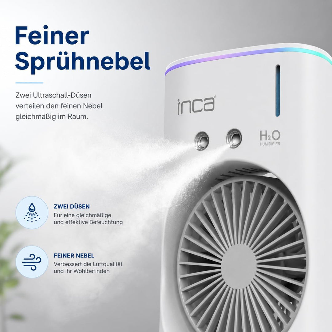 İnca Tischventilator mit Wasserkühlung & Sprühnebel IMF-10B USB Akku Ventilator tragbar & leise mit