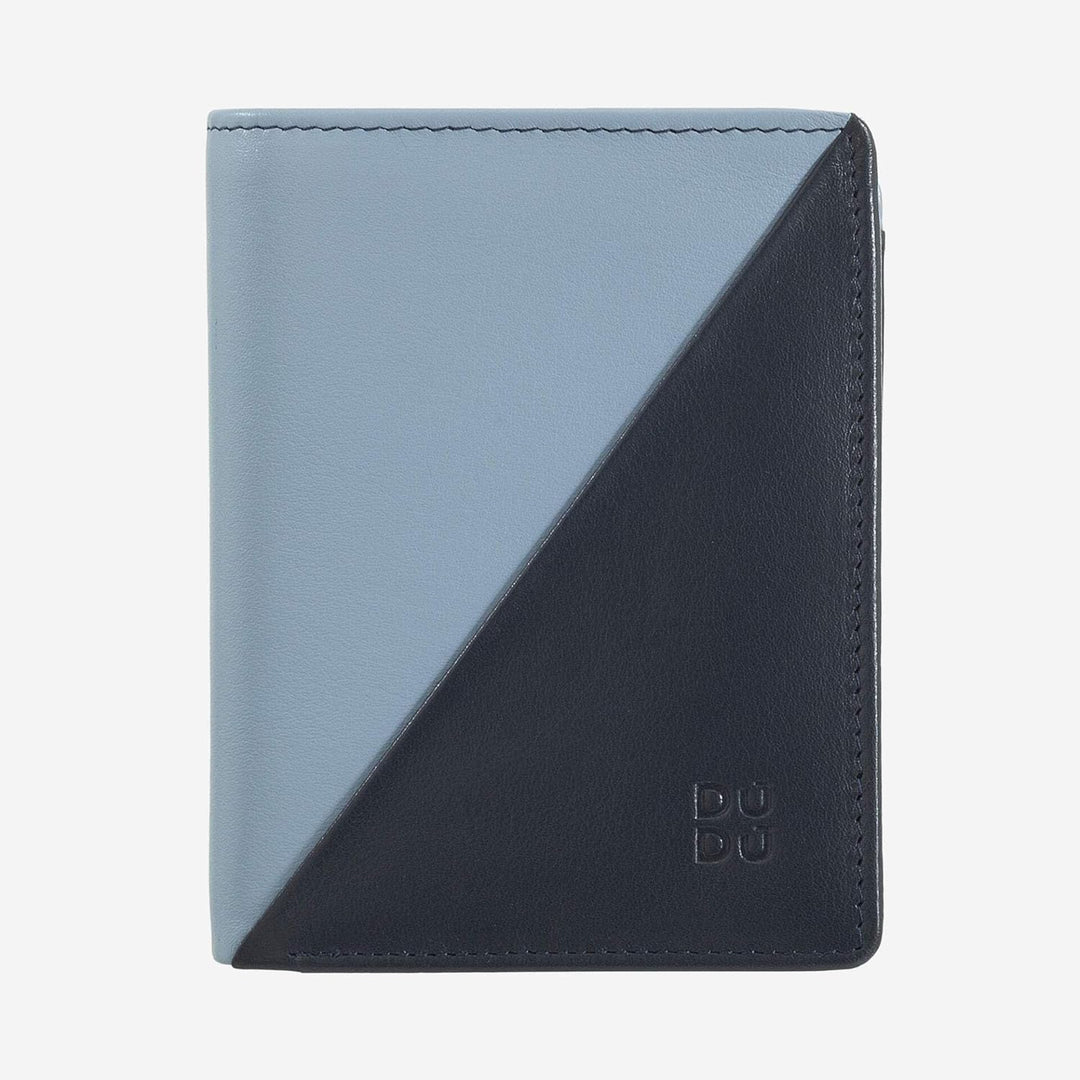 DuDu Kleine Damen-Brieftasche aus farbigem Leder mit Kartenfächern und Münzfach mit Reissverschluss