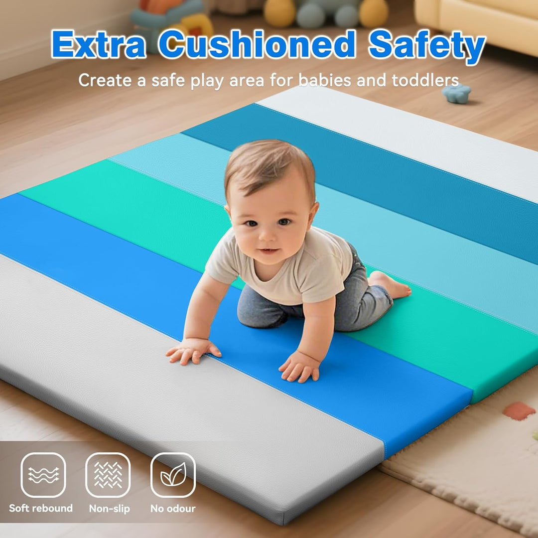 JungleDove Schaumstoff Spielmatte für Baby: 121 x 121cm PU-Leder wasserdicht Kinder Spielmatte - Bab