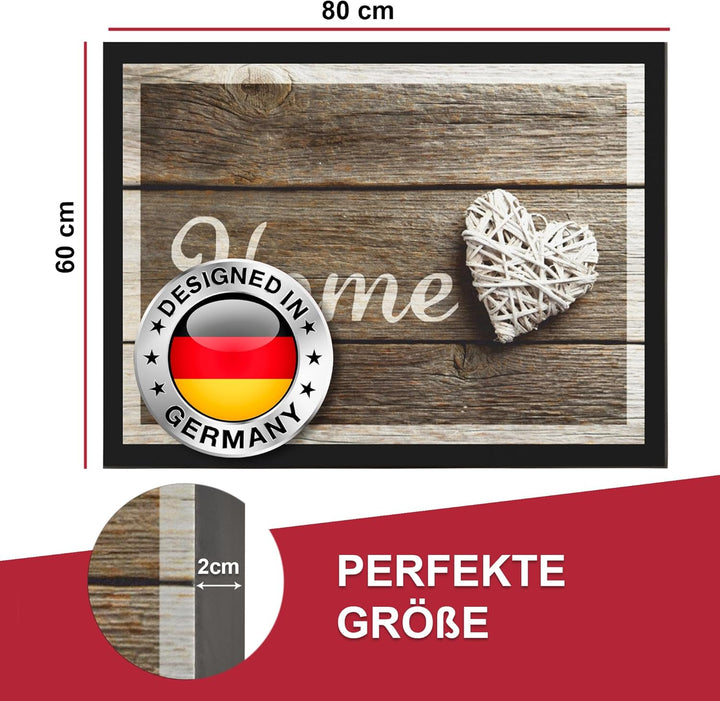 Hochwertige Fussmatte 60x80 cm (Large) – Schmutzfangmatte für Innen & Aussen, rutschfest mit hoher S