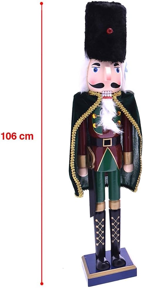 BAKAJI Riesiger hölzerner Nussknacker Soldat Weihnachtsnussknacker Höhe 106 cm Gemalte Kleider Bart