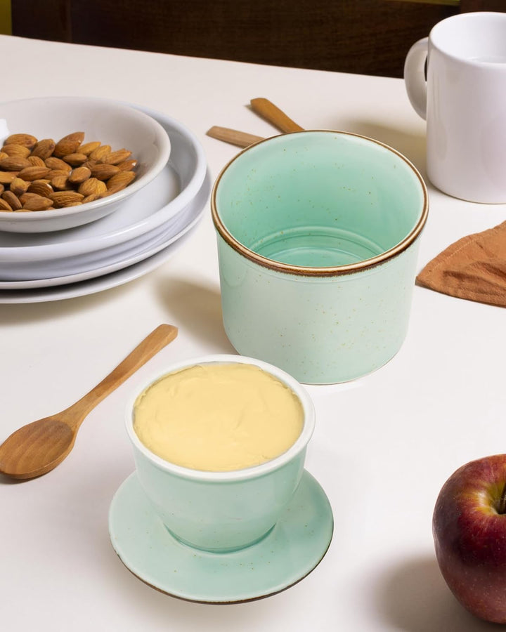 Jersinwei Französische Butterdose, butterdose wassergekühlt mit Wasserlinie, keramische butterglocke