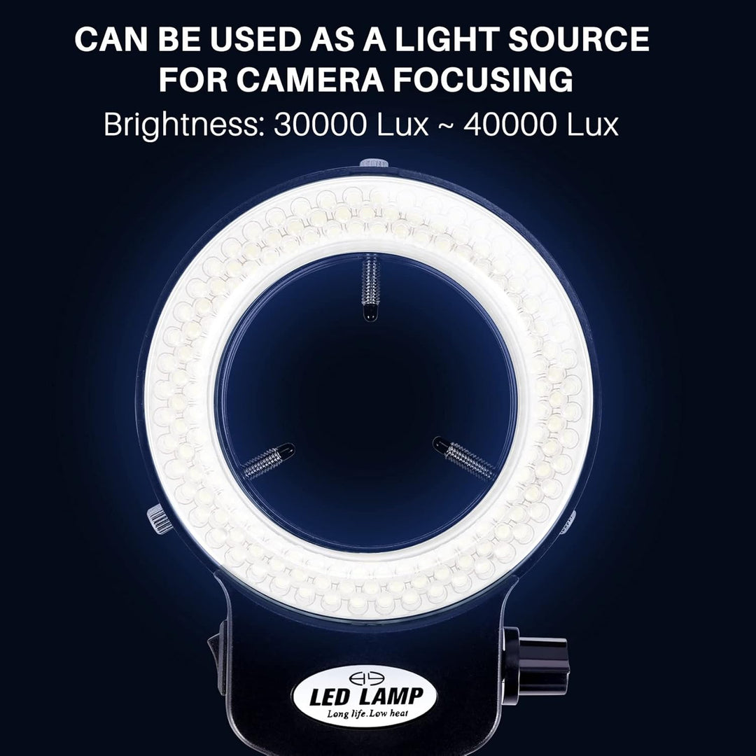 Gokelomg 144 LED Mikroskop Ringlicht Ringleuchte 0-100% Einstellbar Lampe für Microscope Ringbeleuch