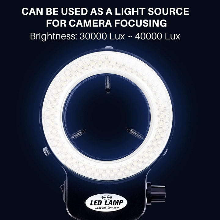 Gokelomg 144 LED Mikroskop Ringlicht Ringleuchte 0-100% Einstellbar Lampe für Microscope Ringbeleuch