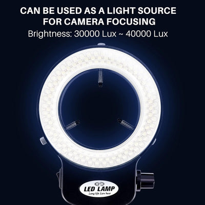 Gokelomg 144 LED Mikroskop Ringlicht Ringleuchte 0-100% Einstellbar Lampe für Microscope Ringbeleuch