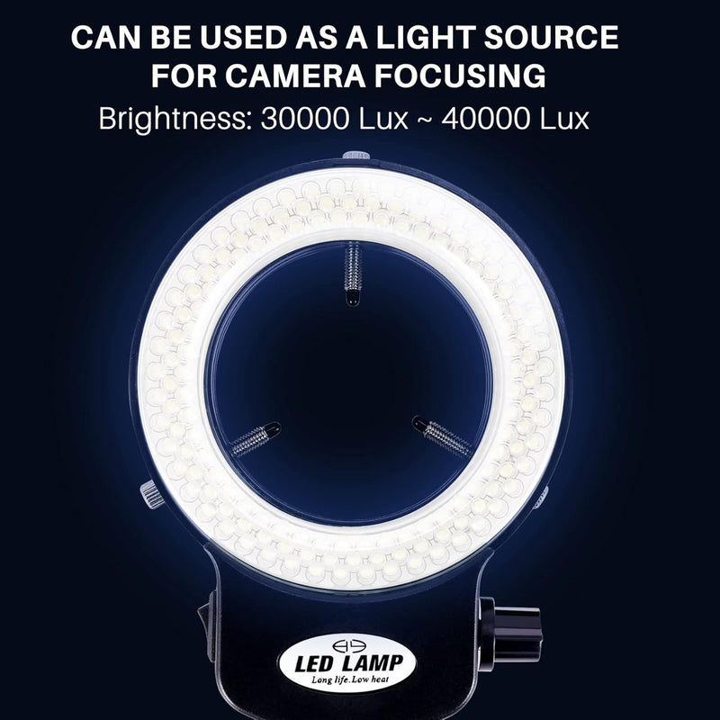 Gokelomg 144 LED Mikroskop Ringlicht Ringleuchte 0-100% Einstellbar Lampe für Microscope Ringbeleuch