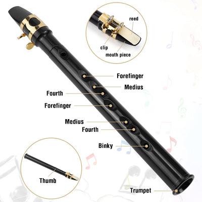 Mini Saxophon Spielbar Tragbares Instrumente Taschensaxophon Schwarz Pocket Saxophone Kit mit Saxoph