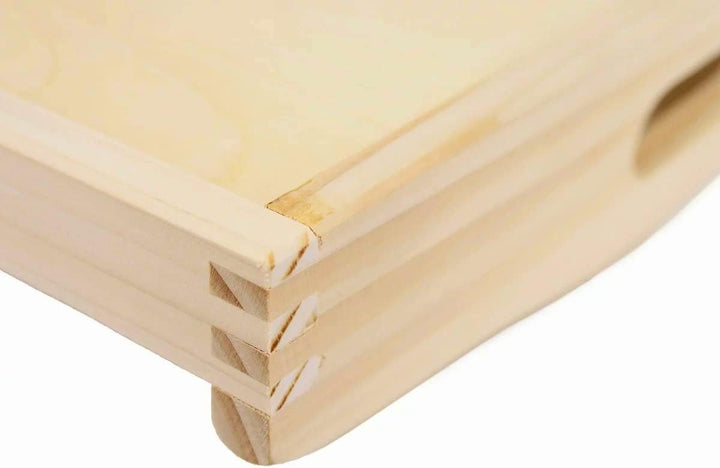 Wooden World Grosses Holztablett zum Servieren von Frühstück mit Griffen, naturlackiertes Holz, 40 x