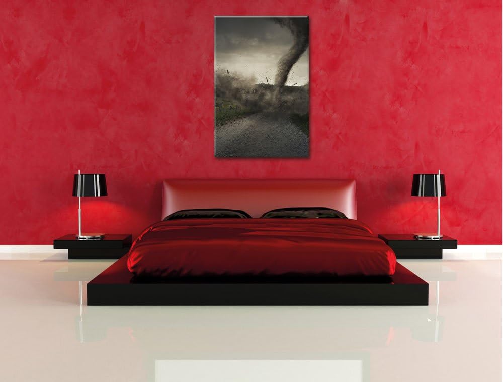 Pixxprint Tornado, Format: 100x70 auf Leinwand, XXL riesige Bilder fertig gerahmt mit Keilrahmen, Ku
