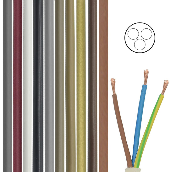 10m Zuleitung hellbraun H03VV-F 3 x 0,75qmm PVC isolierte Schlauch-Leitung Rehbraun 3G Leuchtenkabel
