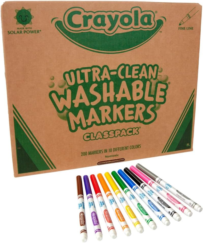 Crayola 200ct Classpack Washable Fine Markers 10 colors by Crayola