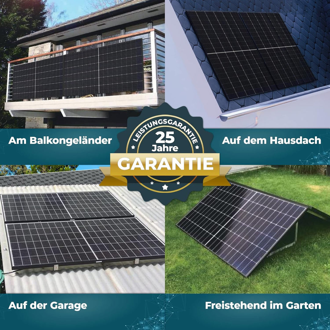 Balkonkraftwerk 830 W / 600 W Solaranlage Steckerfertig Upgradebar auf 800 Watt WiFi Smarte Mini-PV