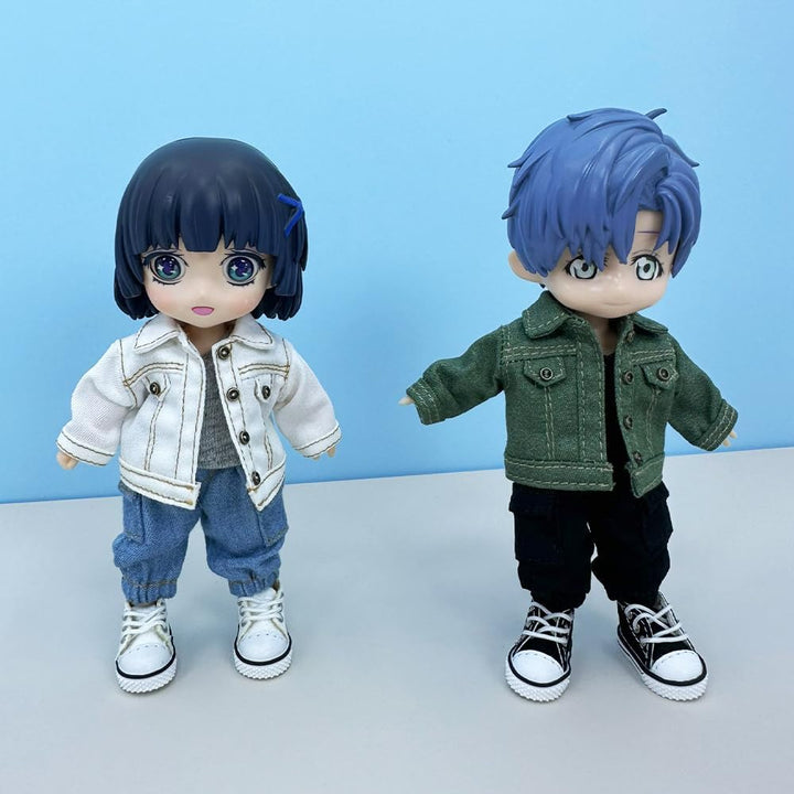 niannyyhouse OB11 1/12 BJD Puppenkleidung Mantel Tasche Hose Weste Schuhe Denim Outfit 10,9 cm Actio