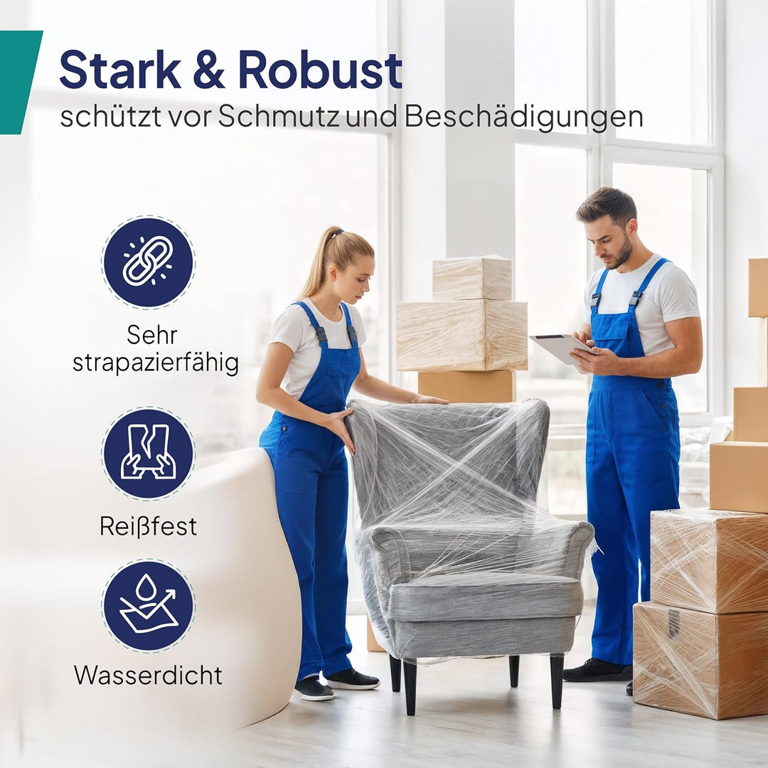 Inoverse Stretchfolie Transparent Wickelfolie, Folie Für Möbel & Umzug, Palettenfolie, Handstretchfo