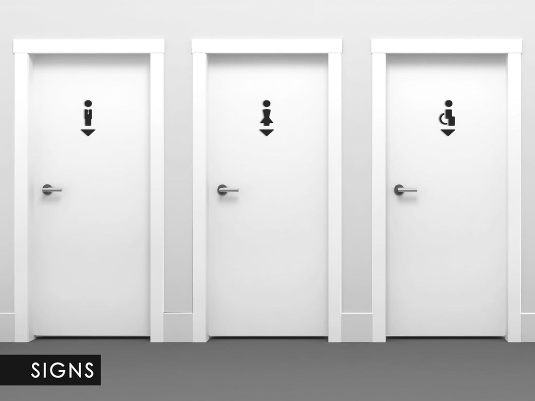 3DP Signs - Geprägt Toilette Design türschild SA113 Schwarz wc schilder selbstklebend - Moderne Dame