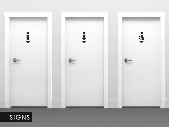 3DP Signs - Geprägt Toilette Design türschild SA113 Schwarz wc schilder selbstklebend - Moderne Dame