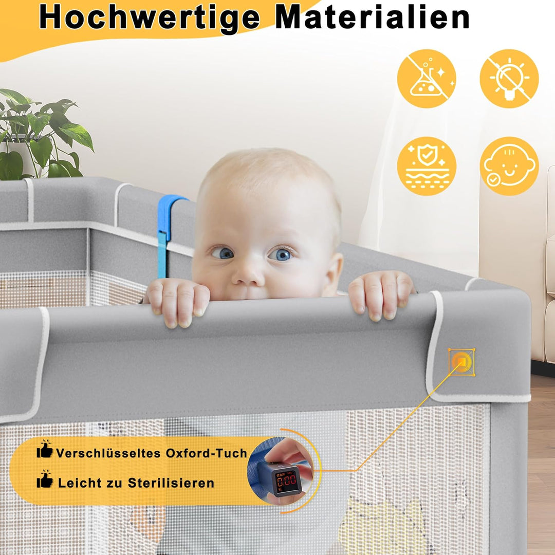 Aufun Laufstall Baby Laufgitter 300D Oxford Gewebe, mit Anti-Kollision Schaum Absperrgitter, Atmungs