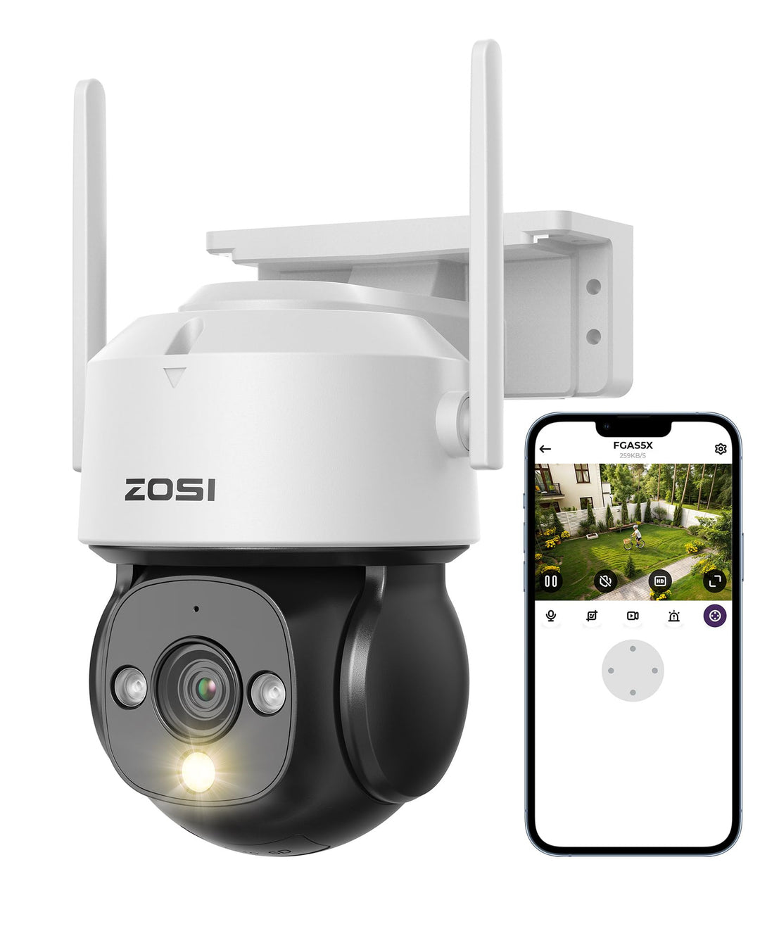 ZOSI 1080p WLAN Überwachungskamera Aussen mit Plug-in Strom, 360° Pan Tilt 2MP WLAN Domekamera, AI P