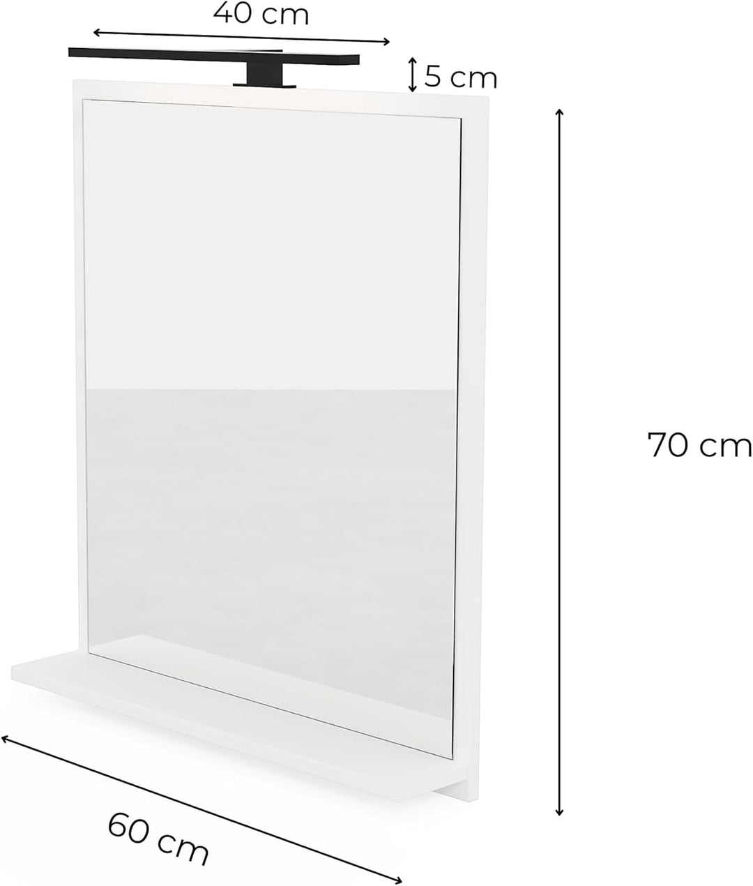Badspiegel Weiss mit Beleuchtung 60x70 cm Badezimmerspiegel Wandspiegel mit Ablage LED-Spiegel Neutr
