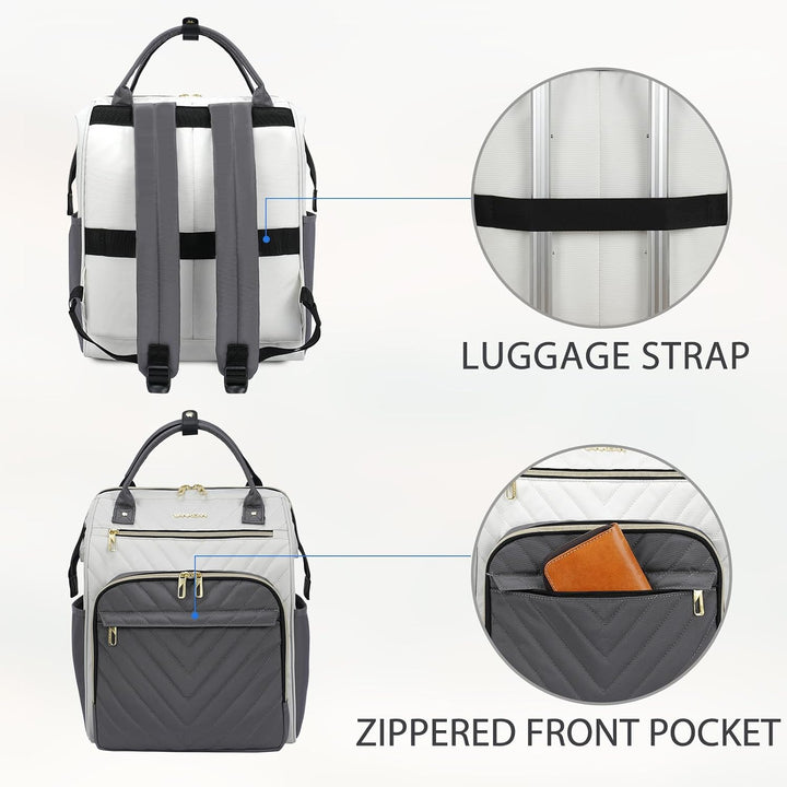 VANKEAN 15.6 Zoll Laptop-Rucksack für Damen – Herren,Beige-Grau | Computer Arbeitstasche, Grosse Kap
